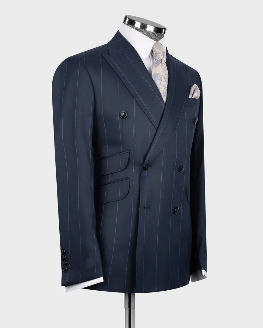 Striped Double-breasted 2-piece Suit