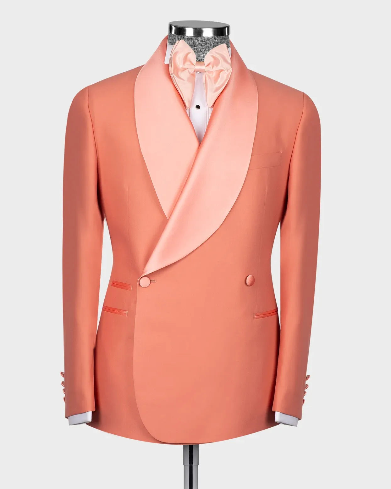 Orange 2 Piece Shawl Lapel Double Breasted Tuxedo