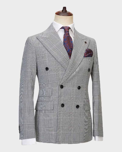 Men's Plaid Double-breasted 2-piece Suit