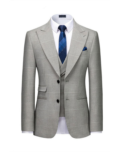 Men's Plaid Peak Lapel 3-piece Suit