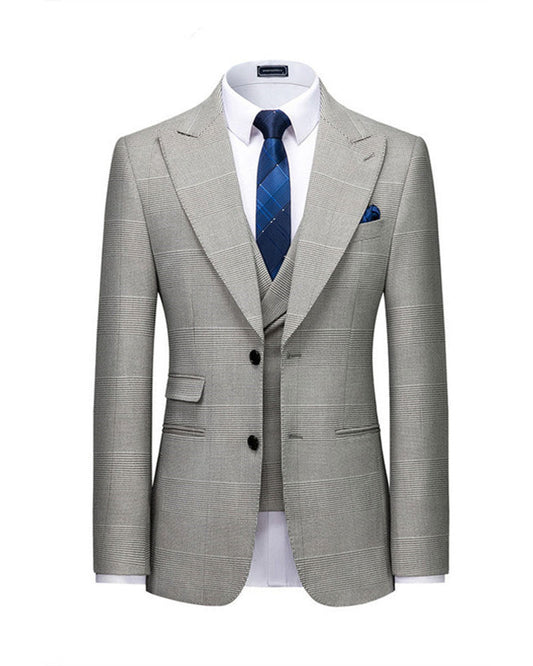 Men's Plaid Peak Lapel 3-piece Suit