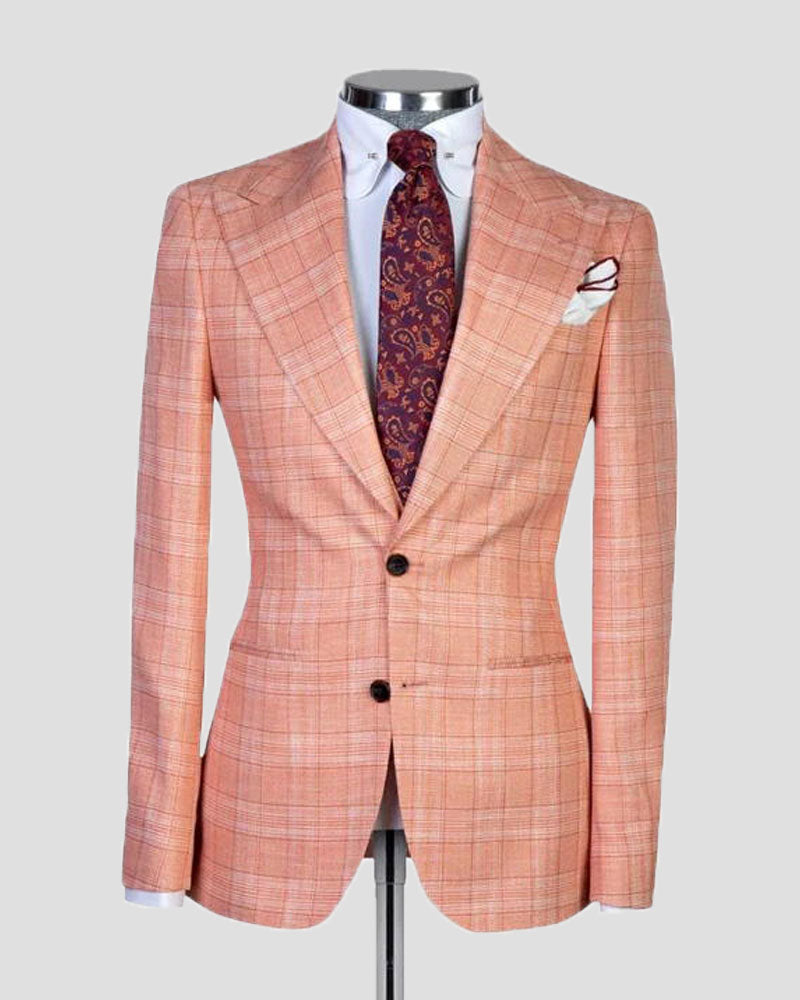 Men's Plaid Peak Lapel 3 Piece Suit