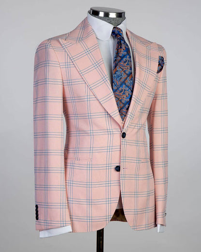 Men's Plaid Peak Lapel 3 Piece Suit