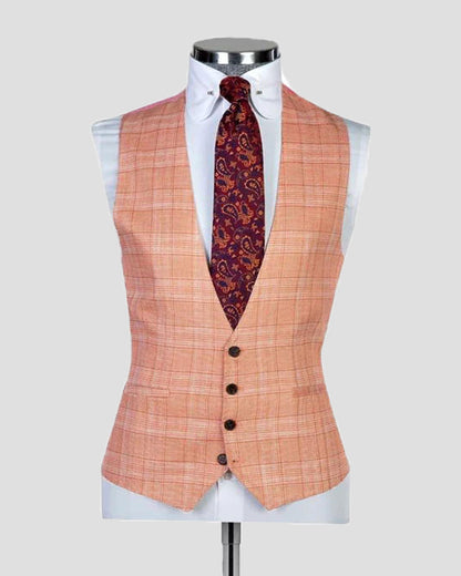 Men's Plaid Peak Lapel 3 Piece Suit