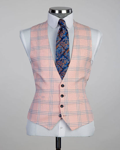 Men's Plaid Peak Lapel 3 Piece Suit