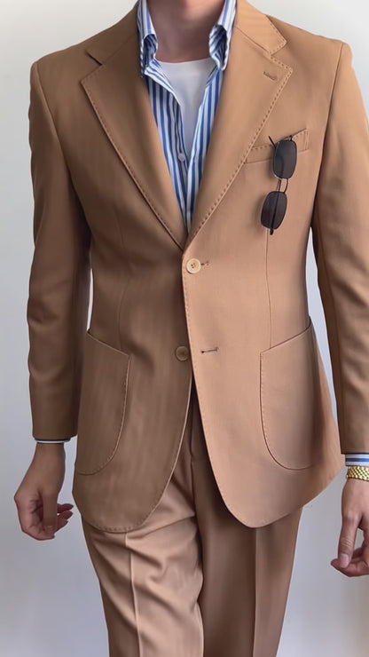 Amber Brown 2 Piece Notch Lapel 2-Button Suit