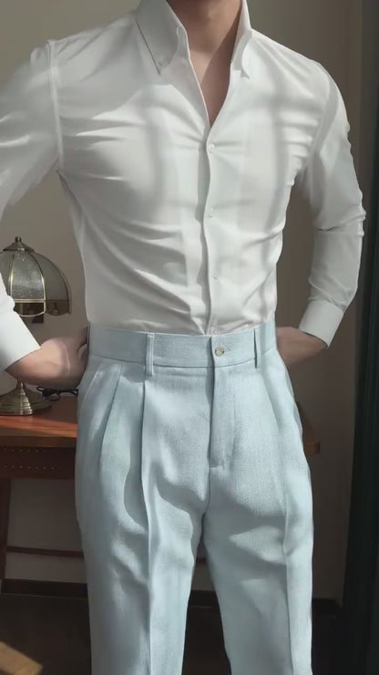 Light blue 2-piece double breasted Peak Lapel suit