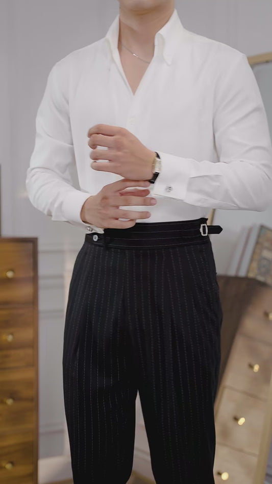 Black Striped Double-breasted 2-piece Suit