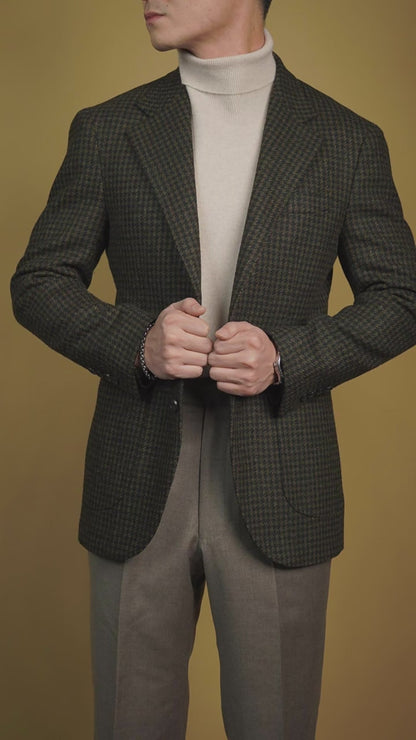 Houndstooth Notch Lapel 2-piece Blazer Suit