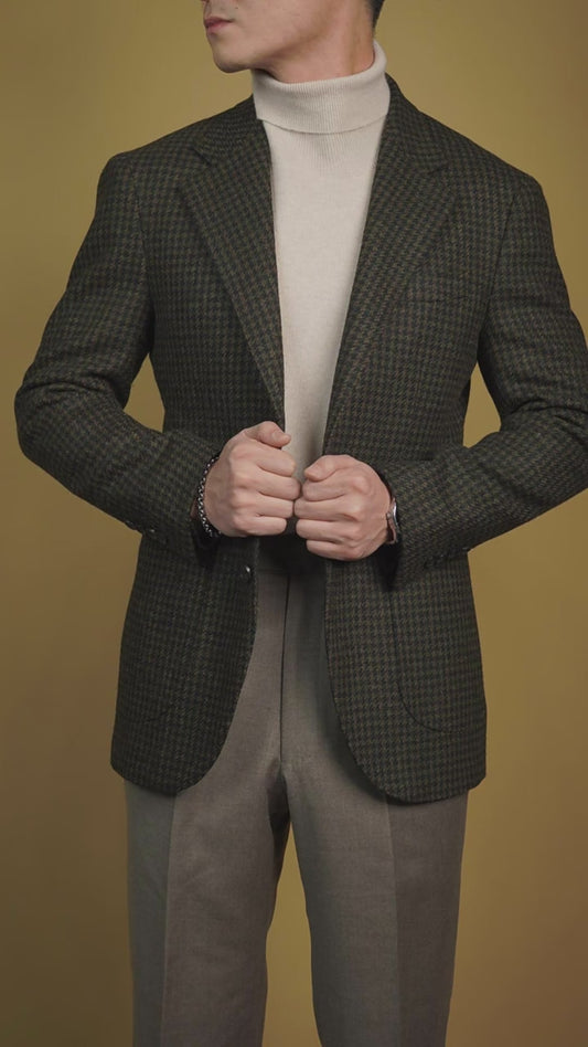 Houndstooth Notch Lapel 2-piece Blazer Suit