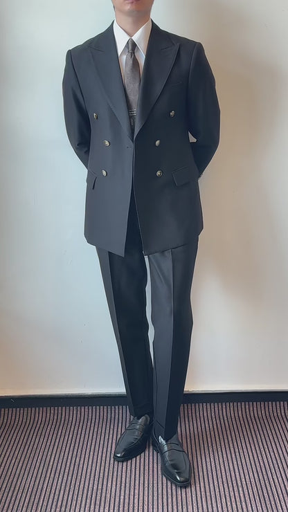 Black Double-breasted Peak Lapel 2-piece Suit