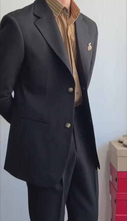 Licorice Black 2 Piece Notch Lapel 2-Button Suit