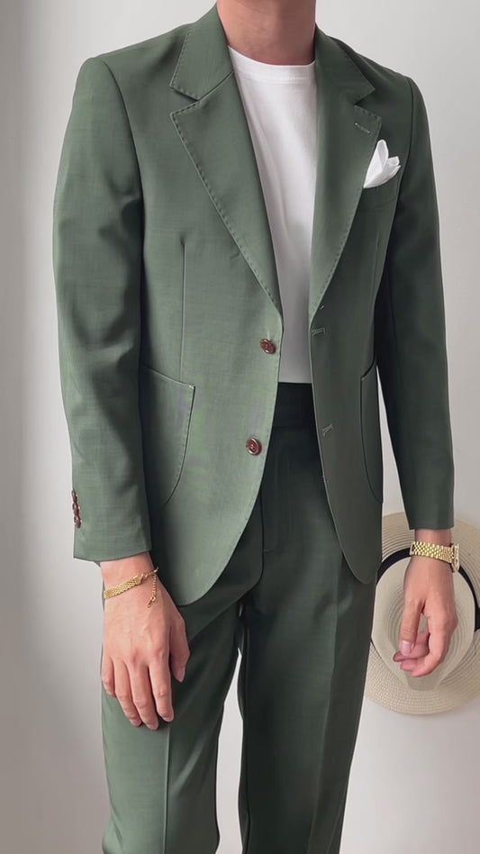 Forest Green 2 Piece Notch Lapel 2-Button Suit