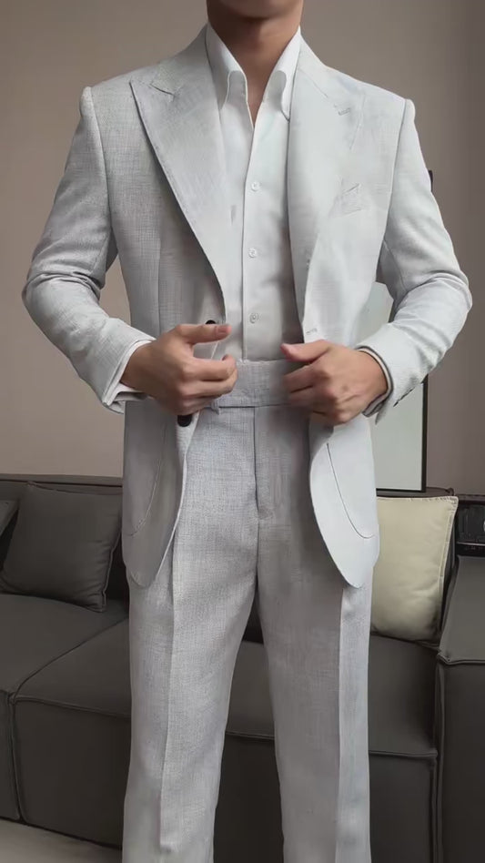 Light Gray Single-breasted 2-piece Suit