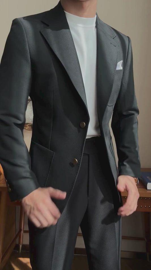 Black 2 Piece Notch Lapel 2-Button Suit