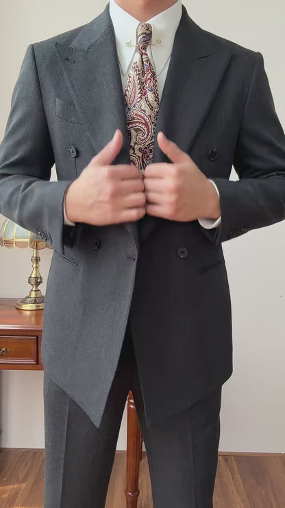 Dark Gray Double-breasted 2-piece Suit