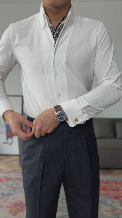 Navy Blue Slim Fit Pinstripe 2 Piece Double Breasted Suit