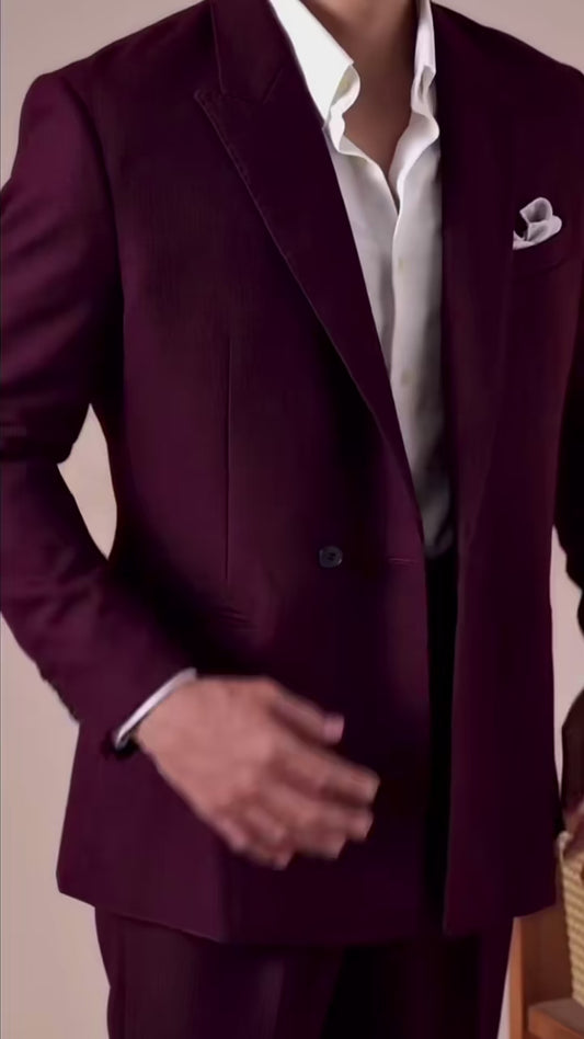 Chic Peak Lapel 2-piece Suit in Burgundy