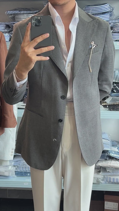 Graphite Gray Peaked Lapel 2-Button Blazer Suit