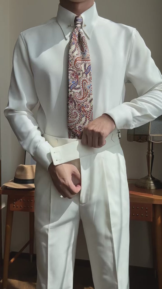 Men’s White Fashion Dress Pants – Slim Fit Tailored Trousers