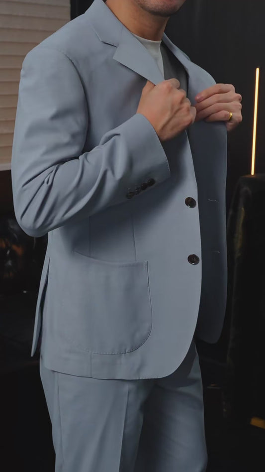 Light Blue Notch Lapel 2-piece Suit for Business