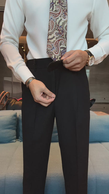 Traje cruzado de dos piezas de corte ajustado y color negro