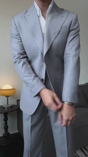 Pale Blue 2 Piece Peaked Lapel 2-Button Suit