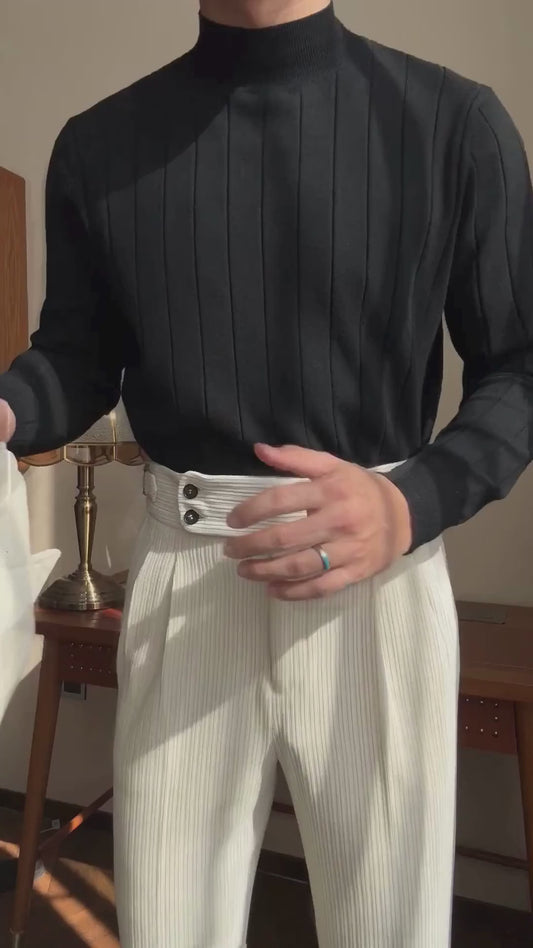 White Pinstripe 2 Piece Peaked Lapel  Double Breasted Suit