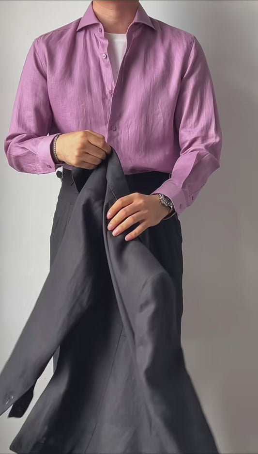 Linen Double-breasted 2-piece Suit