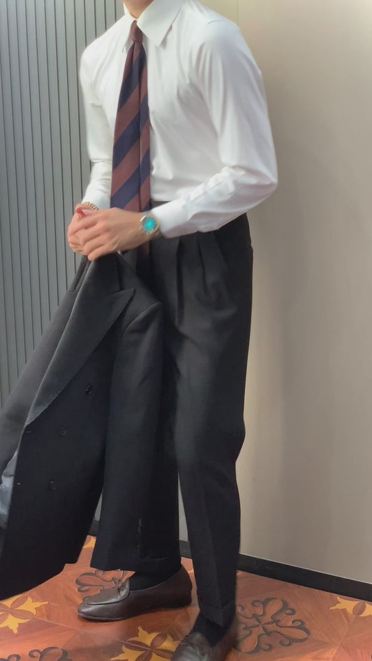 Deep Black 2 Piece Double Breasted Suit