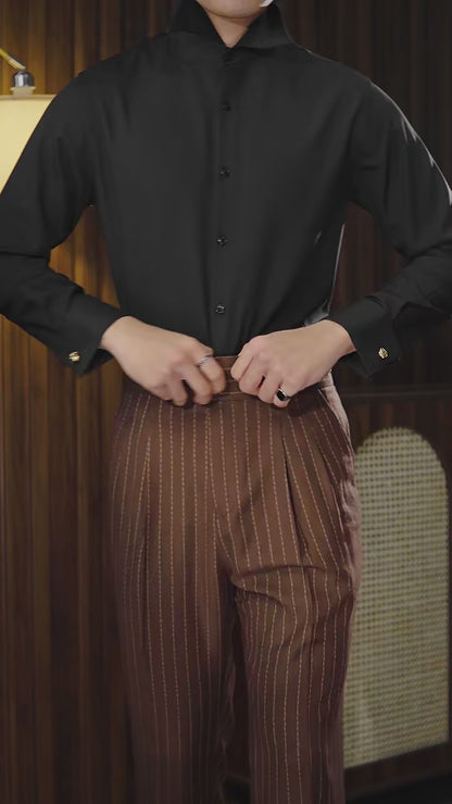 Brown Stripe Double-breasted 2-piece Suit