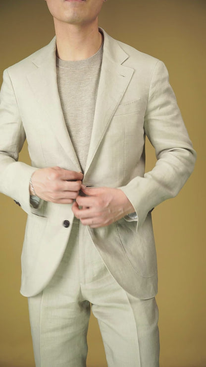 Linen Notch Lapel 2-piece Suit for Summer