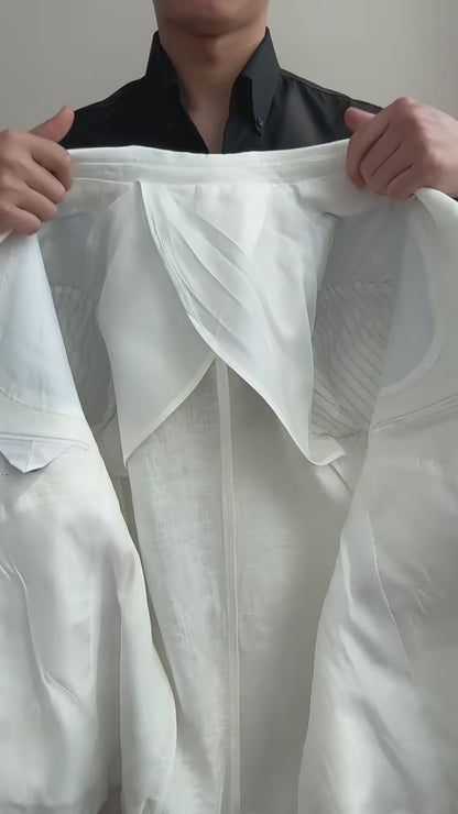 Solid white 2-piece single-breasted Notch Lapel suit