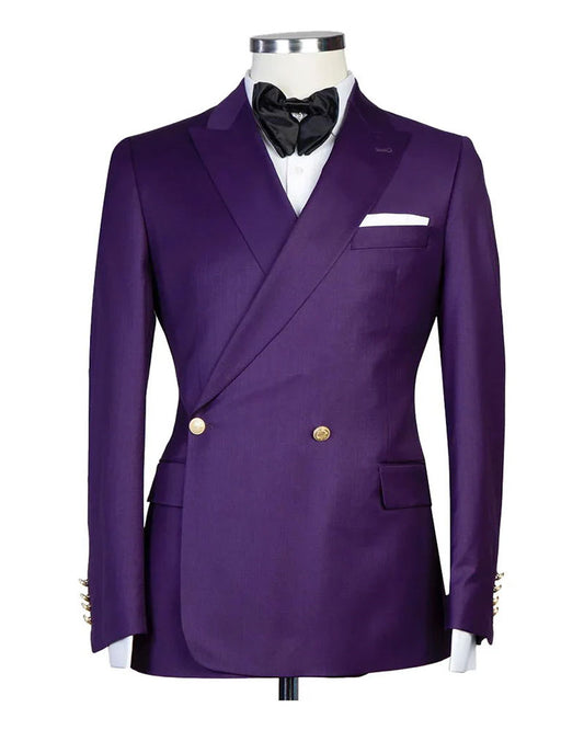 Amethyst Purple 2 Piece Peaked Lapel Double Breasted Suit