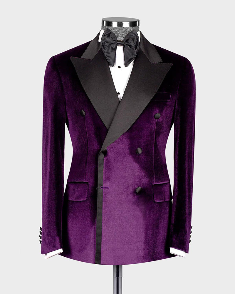 Velvet Double-breasted 2-piece Blazer Tuxedo