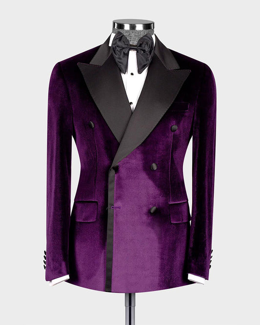 Velvet Double-breasted 2-piece Blazer Tuxedo