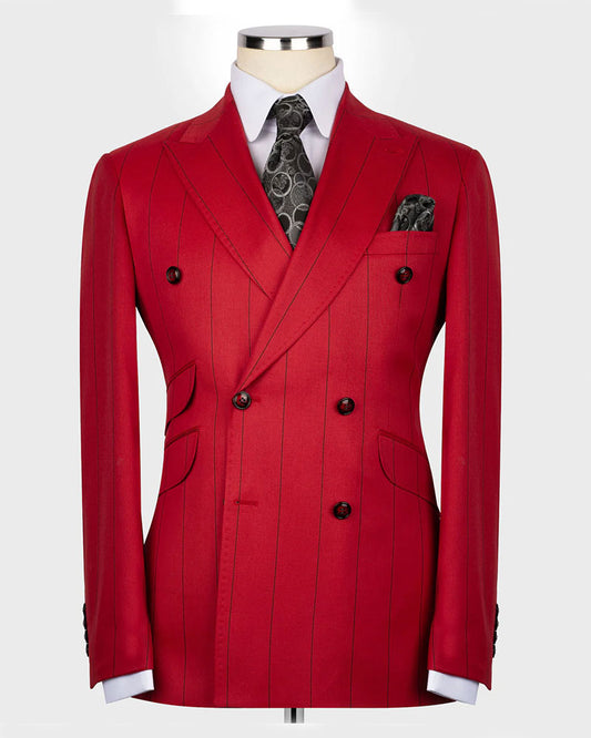Striped Double-breasted 2 Piece Suit