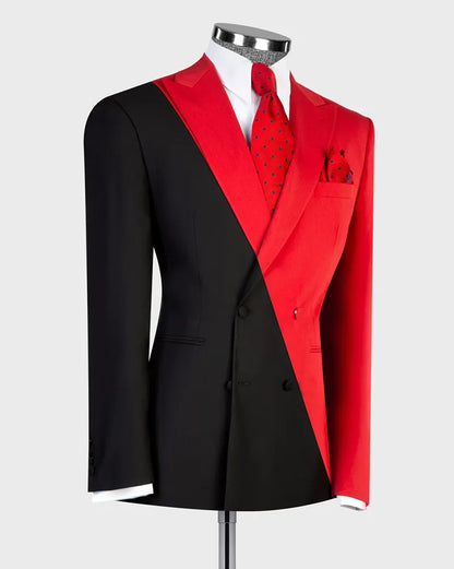Stylish Red/Black Two-tone 2 Piece Suit