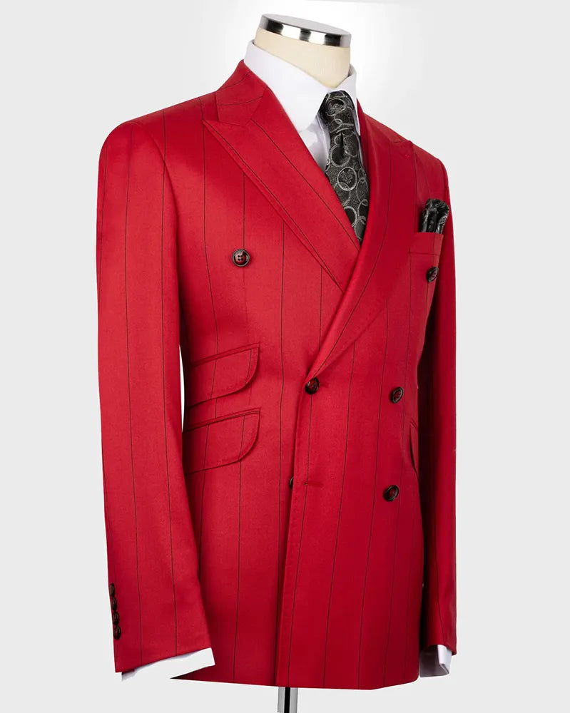 Striped Double-breasted 2 Piece Suit