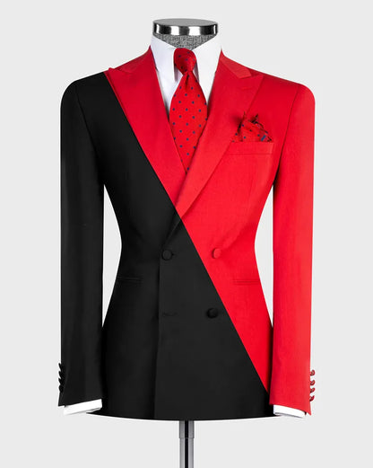 Stylish Red/Black Two-tone 2 Piece Suit
