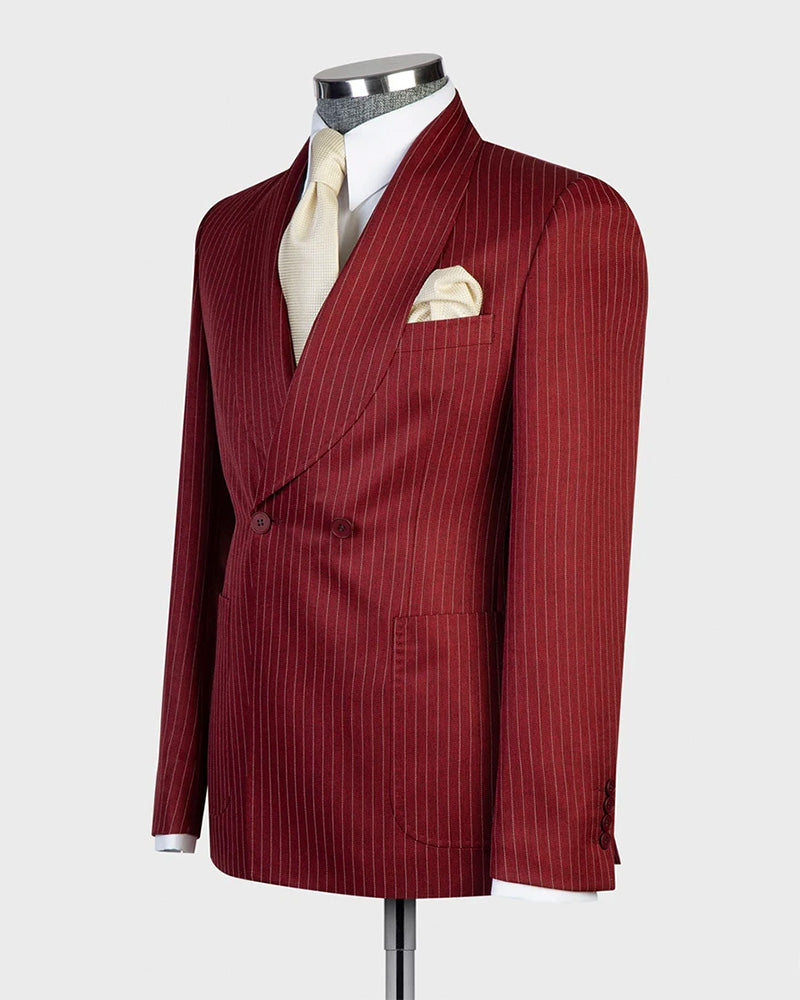Men's Striped Shawl Lapel 2-piece Suit