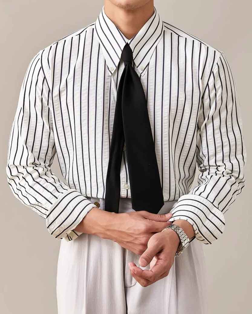 Camisa casual de algodón azul con estampado de pata de gallo