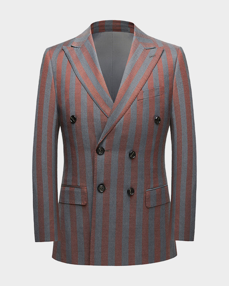 Bold Striped Double-breasted 2-piece Suit