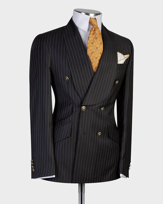 Stylish Striped Double-breasted 2 Piece Suit