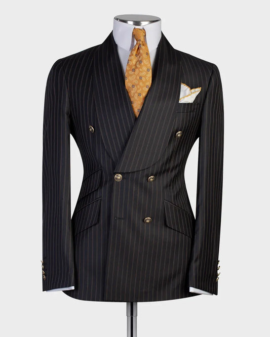 Stylish Striped Double-breasted 2 Piece Suit