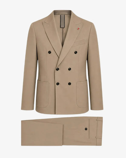 Costume gris 2 pièces à revers pointus et 2 boutons 