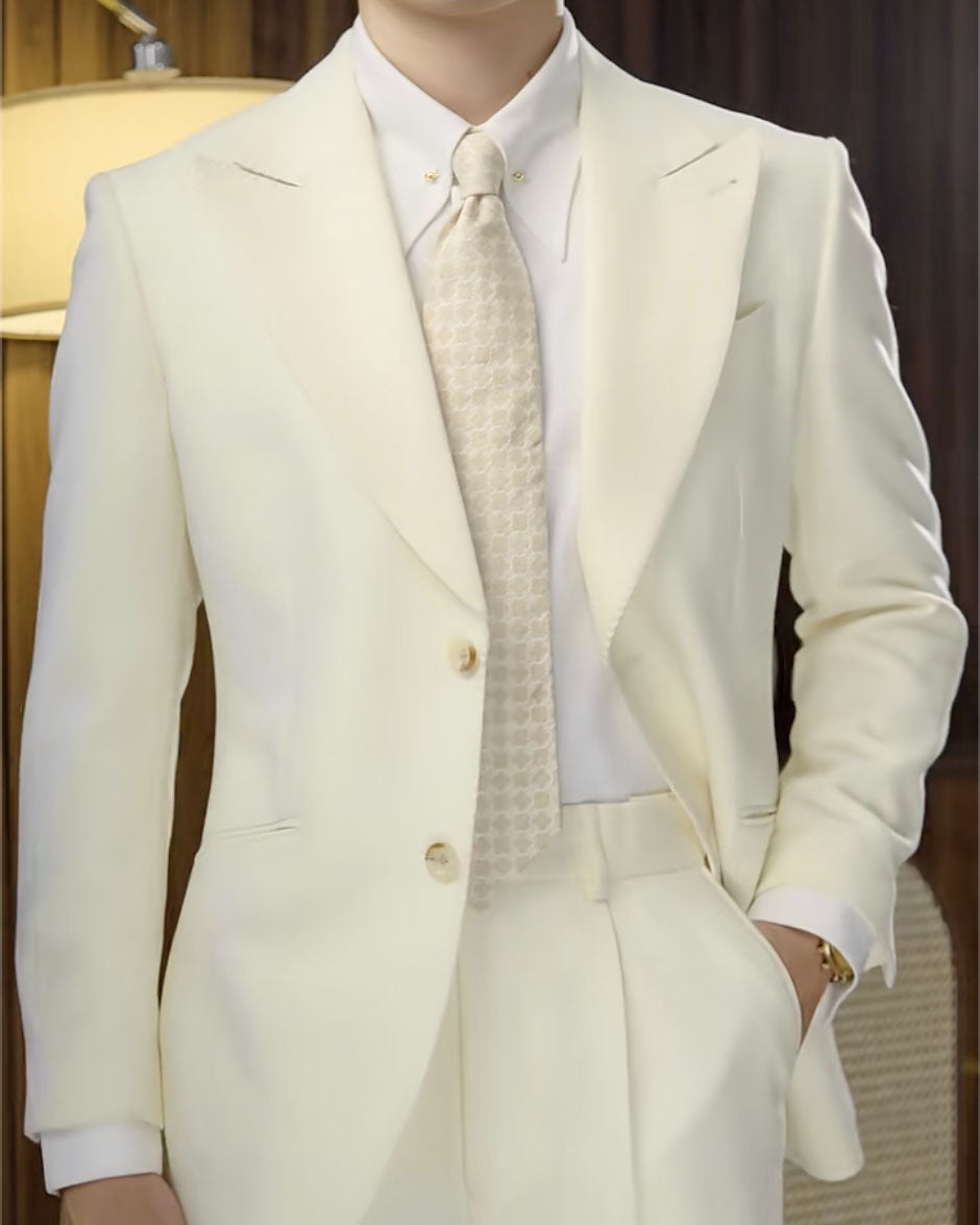 Beige Single-breasted 2-piece Suit