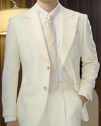 Beige Single-breasted 2-piece Suit