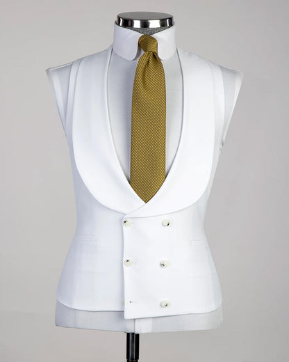 White Three-Piece Suit for Men – Slim Fit Peak Lapel Wedding & Formal Tuxedo Set